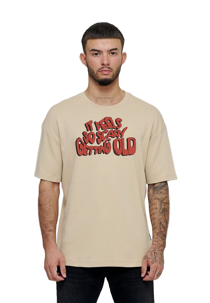 Golden Aura Oversized Cream Tee