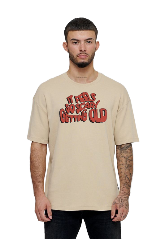 Golden Aura Oversized Cream Tee