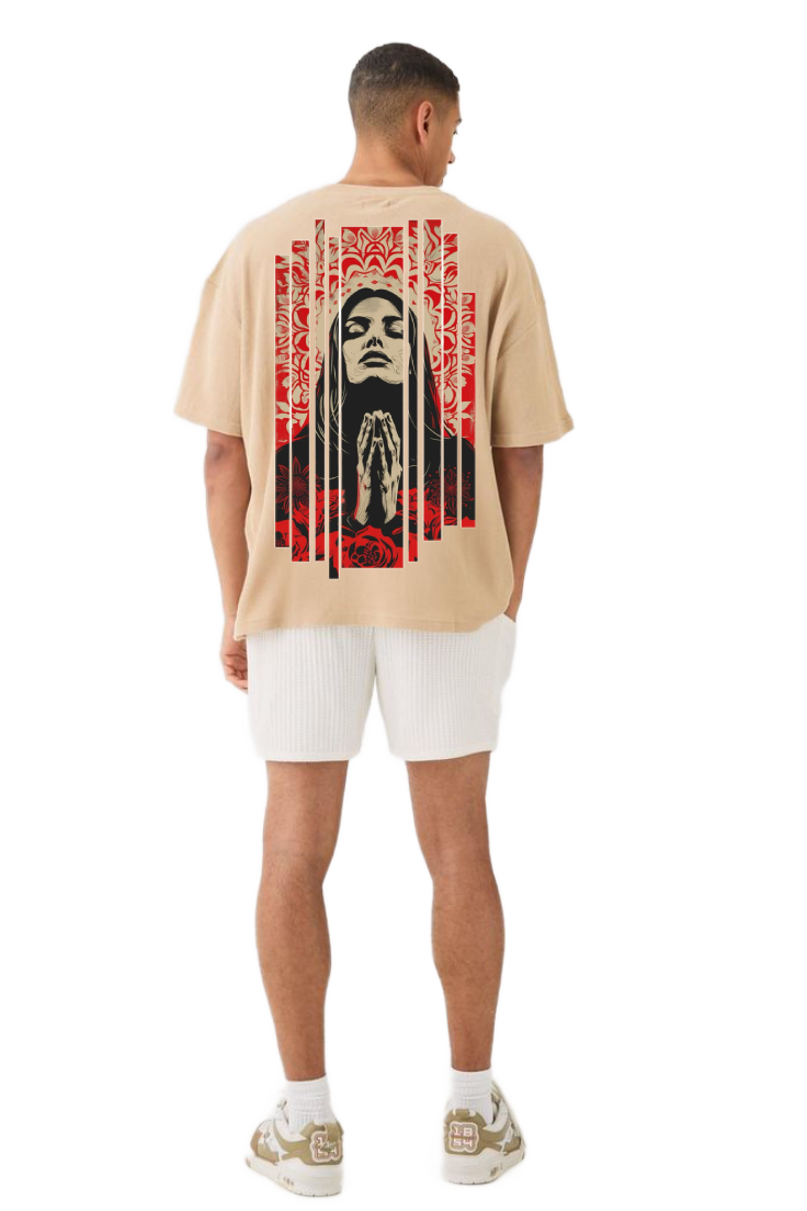 Golden Aura Oversized Cream Tee